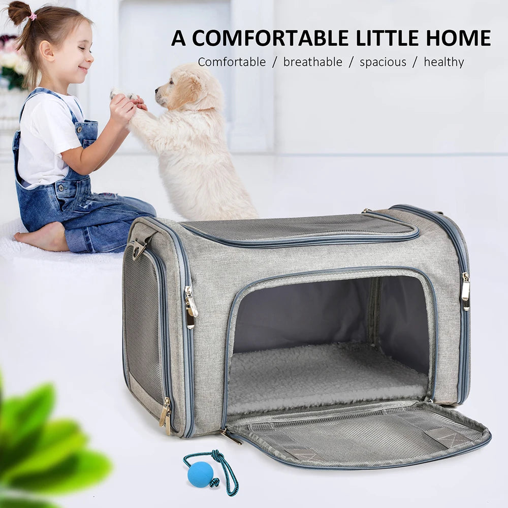 Comfortable pet carrier with airline-approved design and lifetime warranty