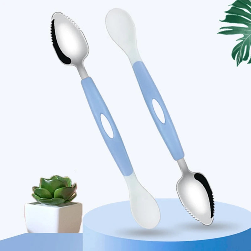 2 Heads Toddlers Spoon Stainless Steel