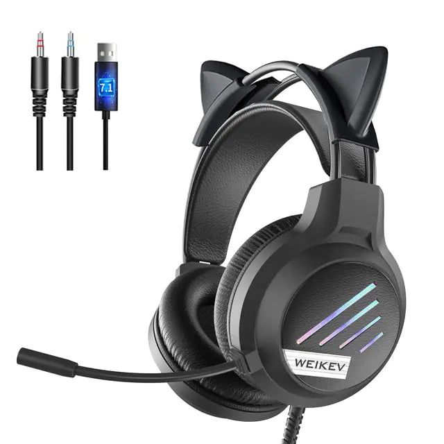 RGB Light Gamer Headset Cat Ear Gaming Headphones