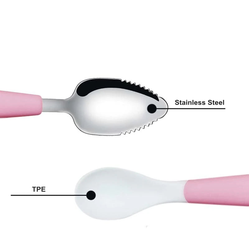 2 Heads Toddlers Spoon Stainless Steel