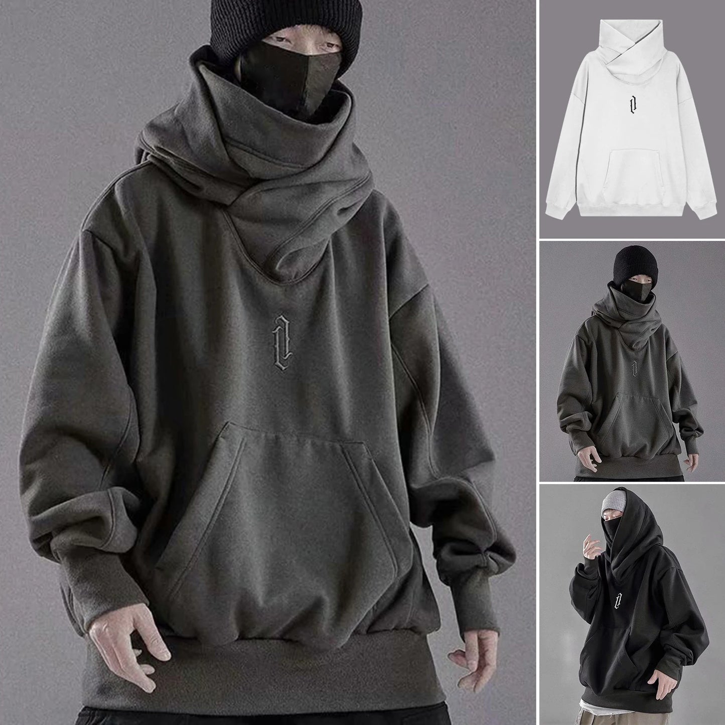 High Collar Hoodie Pullover