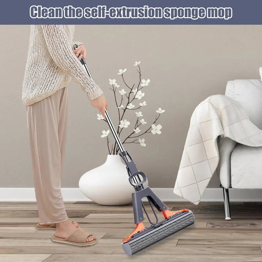 Large Mop With Adjustable Handle Reusable Sponge for Home Floor Cleaning