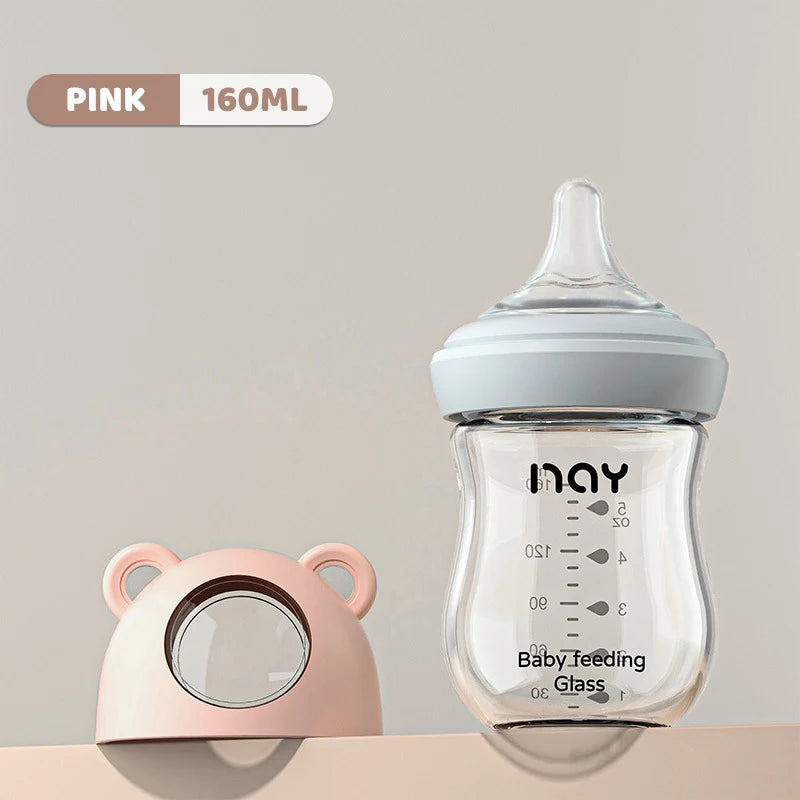 Newborn Glass Feeding Bottle – Wide Caliber, Anti-Colic, BPA-Free