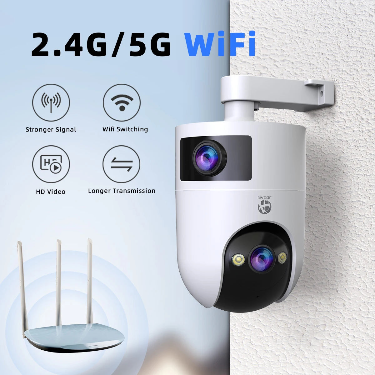 5G Wifi Home Surveillance Camera with Dual Lens and Dual Screen for CCTV Camera Auto Tracking