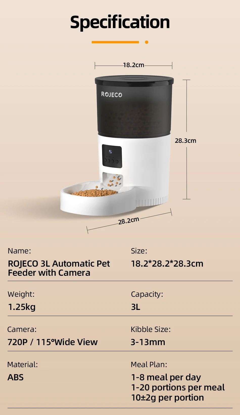 Smartphone Controlled Pet Feeder for Cats and Dogs with Camera