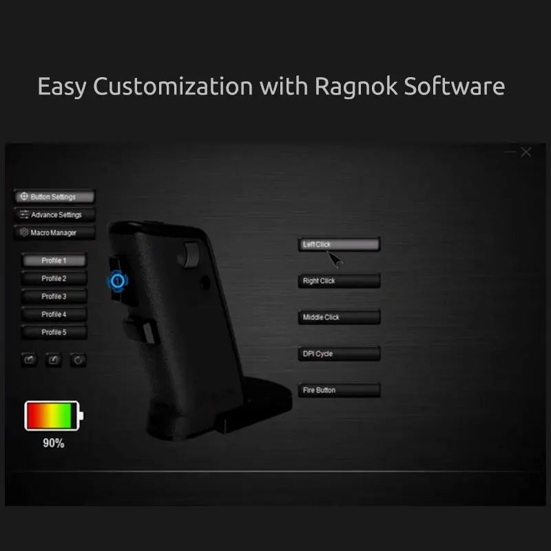 RAGNOK 2: Gun Mouse for Shooting Games (Black)  Vertical Gaming Mouse Born for FPS