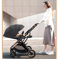 Fashion High View Baby Stroller – Ergonomic Bassinet & Portable Pram