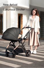 Fashion High View Baby Stroller – Ergonomic Bassinet & Portable Pram