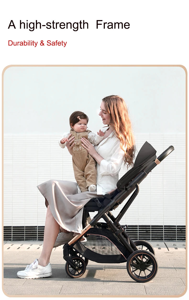 Fashion High View Baby Stroller – Ergonomic Bassinet & Portable Pram