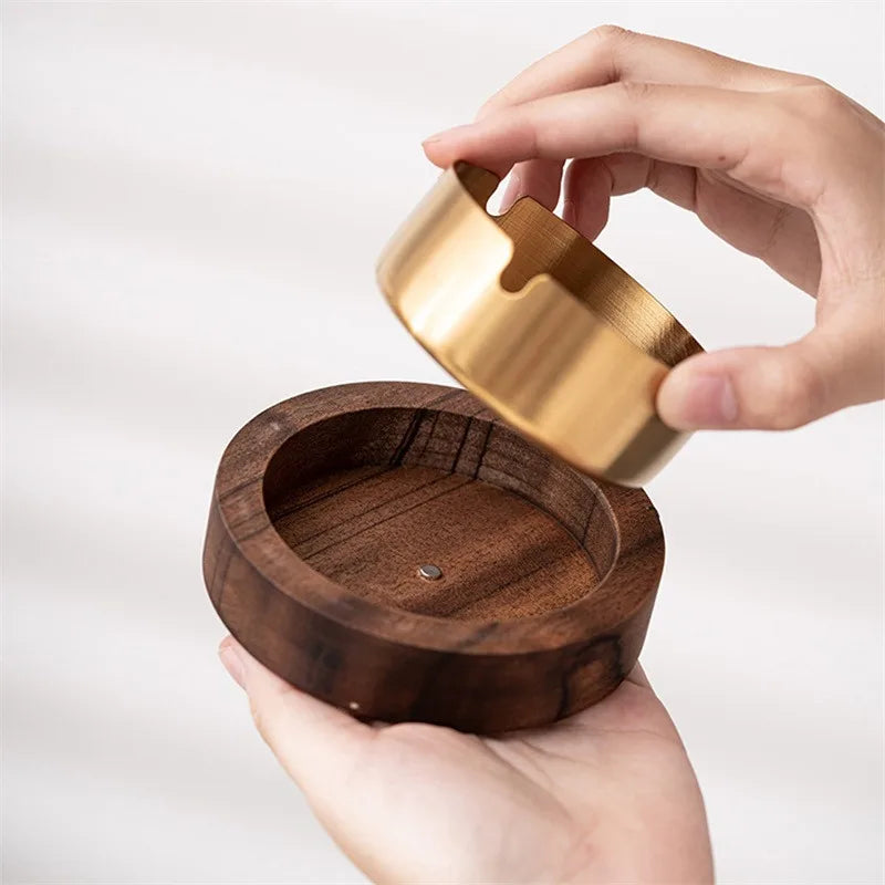 Walnut Wood Ashtrays with Lid