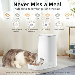 Smartphone Controlled Pet Feeder for Cats and Dogs with Large Capacity Timing Food Dispenser