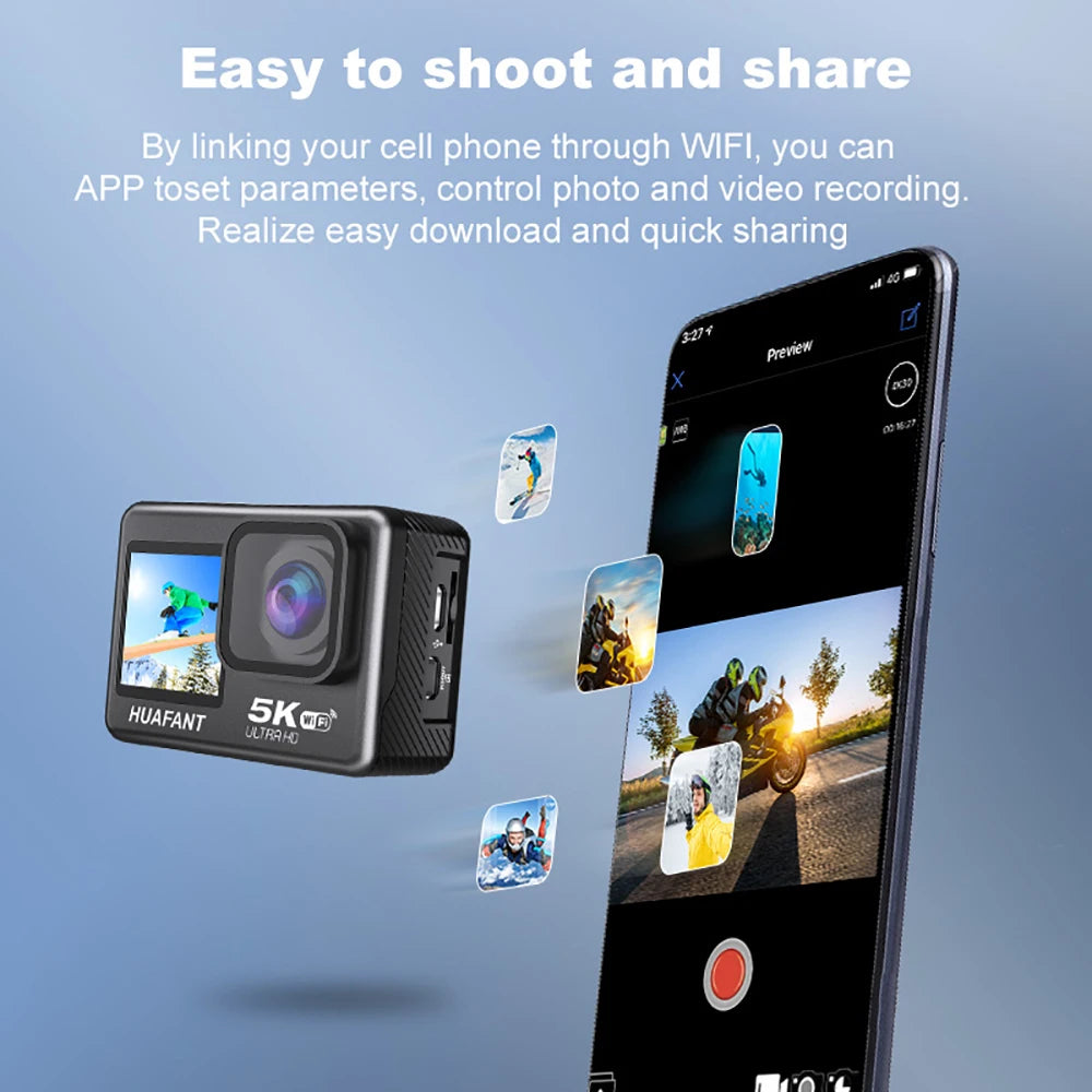 Smart Dual Screen Action Camera with Remote