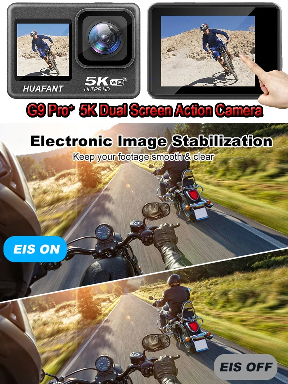 Smart Dual Screen Action Camera with Remote