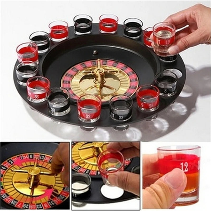 Roulette Wheel 16 Shot Adult Party Drinking Game Set Glass Casino Spin Hen Stag