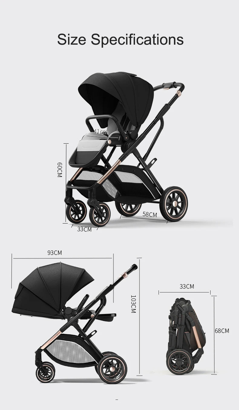 Fashion High View Baby Stroller – Ergonomic Bassinet & Portable Pram