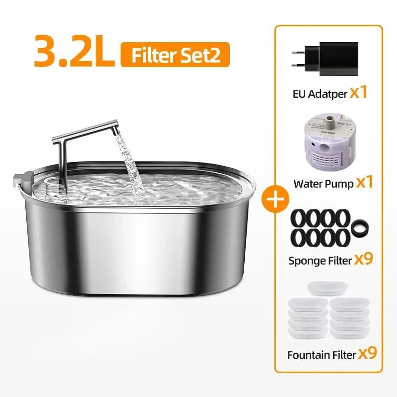 Stainless Steel Anti-Bacterial Water Fountain for Cats and Dogs