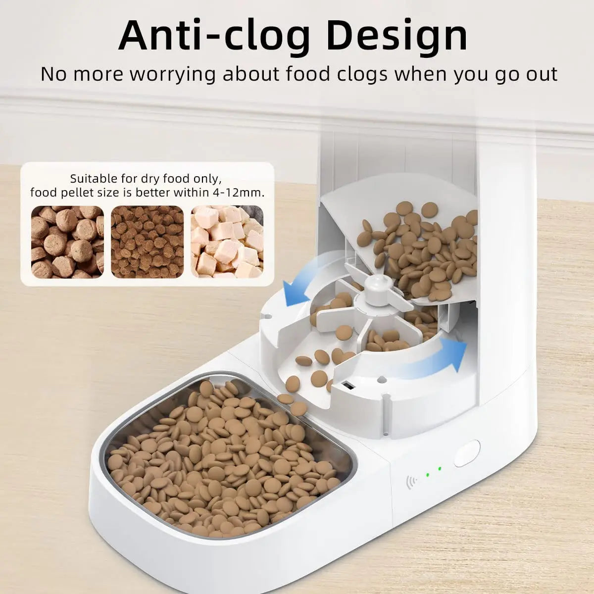 Smartphone Controlled Pet Feeder for Cats and Dogs with Large Capacity Timing Food Dispenser