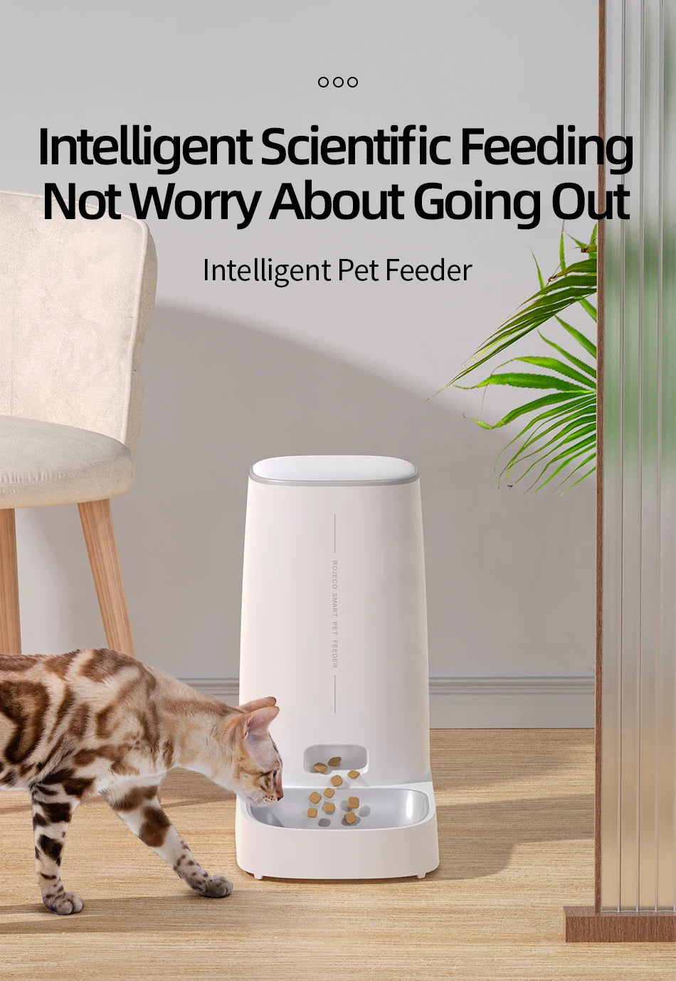 Smartphone Controlled Pet Feeder for Cats and Dogs with Large Capacity Timing Food Dispenser