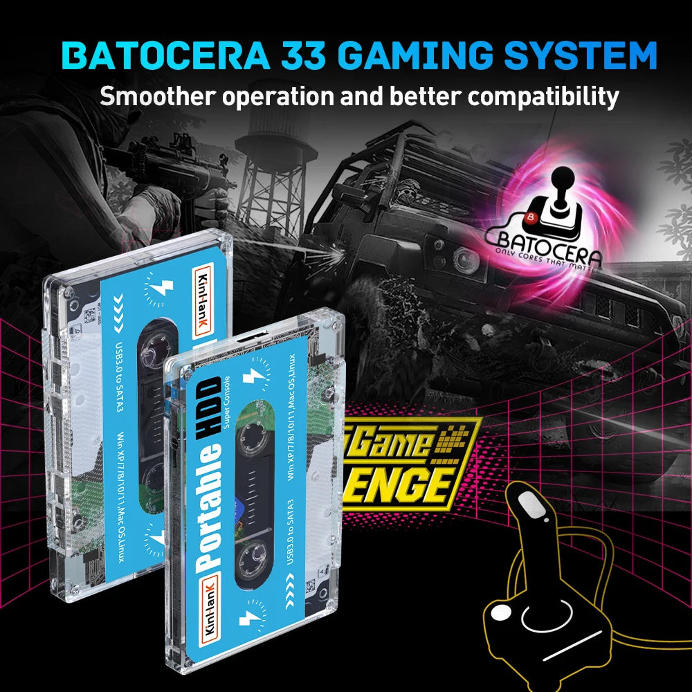 Super Console Batocera 500G Built-in 110000 Retro Games For PS2/PS1/PSP/SS HDD For PC Laptop Computer