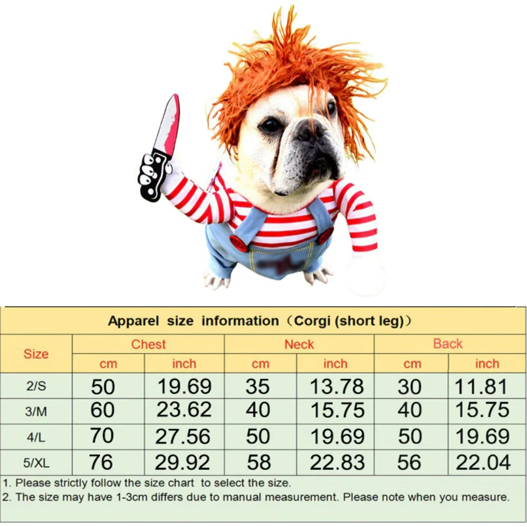 Pet Funny Costume Chucky Deadly Doll