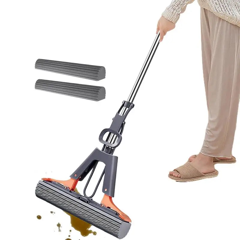 Large Mop With Adjustable Handle Reusable Sponge for Home Floor Cleaning