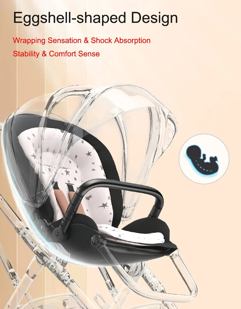 Fashion High View Baby Stroller – Ergonomic Bassinet & Portable Pram