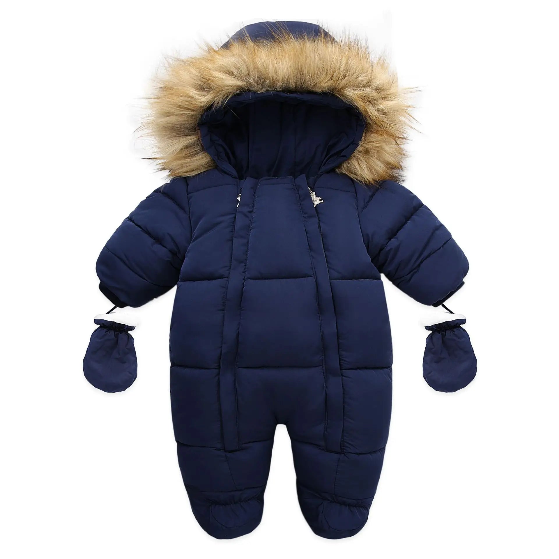 2024 Winter Baby Down Jumpsuit – Wool Hooded, Snowproof & Warm