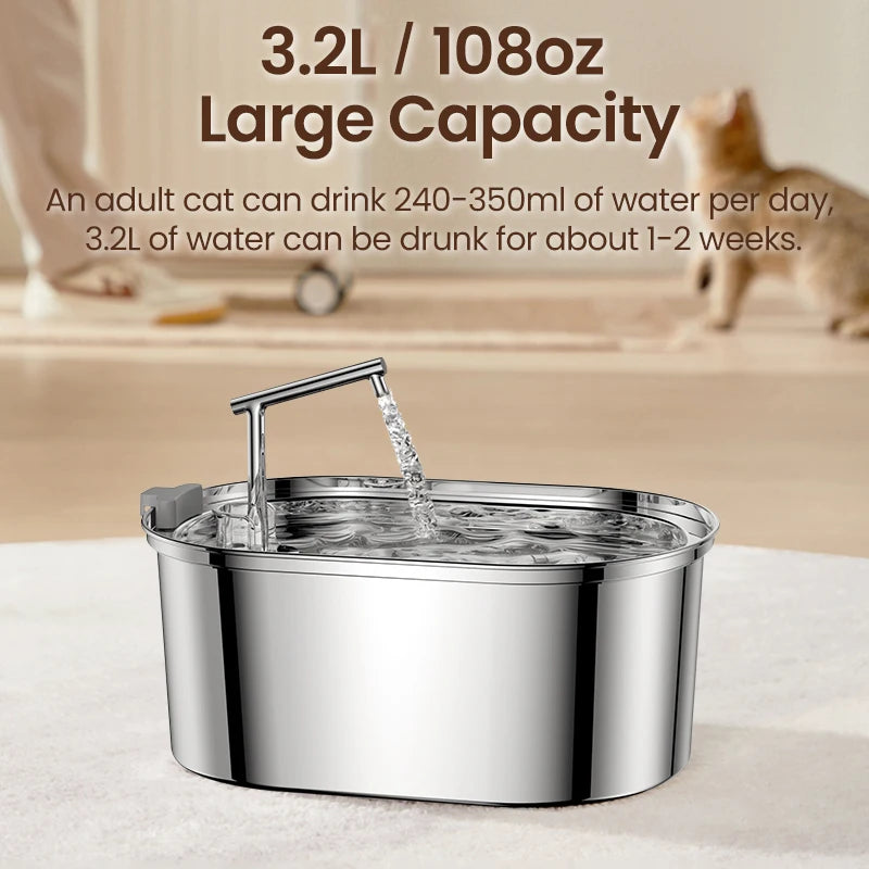 Stainless Steel Anti-Bacterial Water Fountain for Cats and Dogs