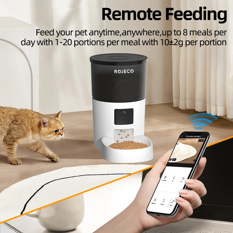 Smartphone Controlled Pet Feeder for Cats and Dogs with Camera