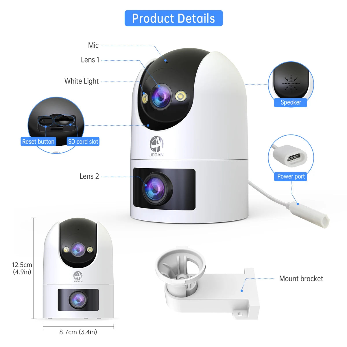 5G Wifi Home Surveillance Camera with Dual Lens and Dual Screen for CCTV Camera Auto Tracking