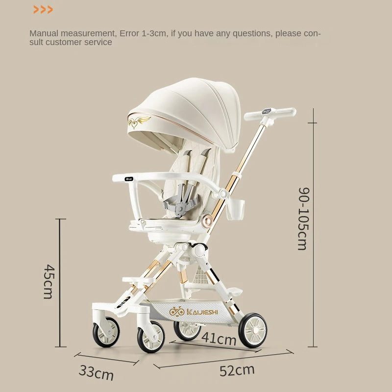 3-in-1 Children's Stroller – Sit, Lie, Sleep Modes, Two-Way Folding