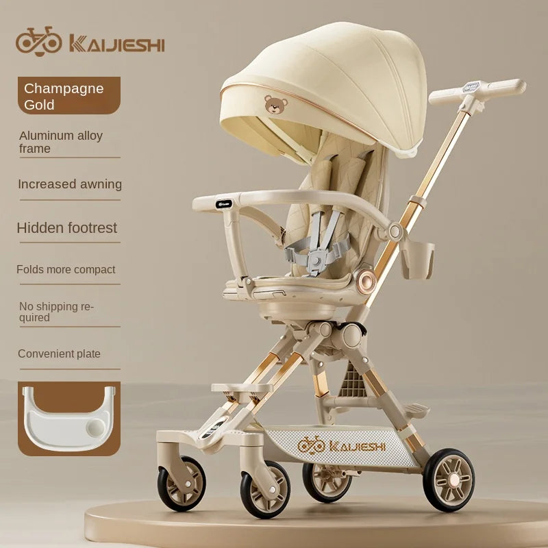 3-in-1 Children's Stroller – Sit, Lie, Sleep Modes, Two-Way Folding