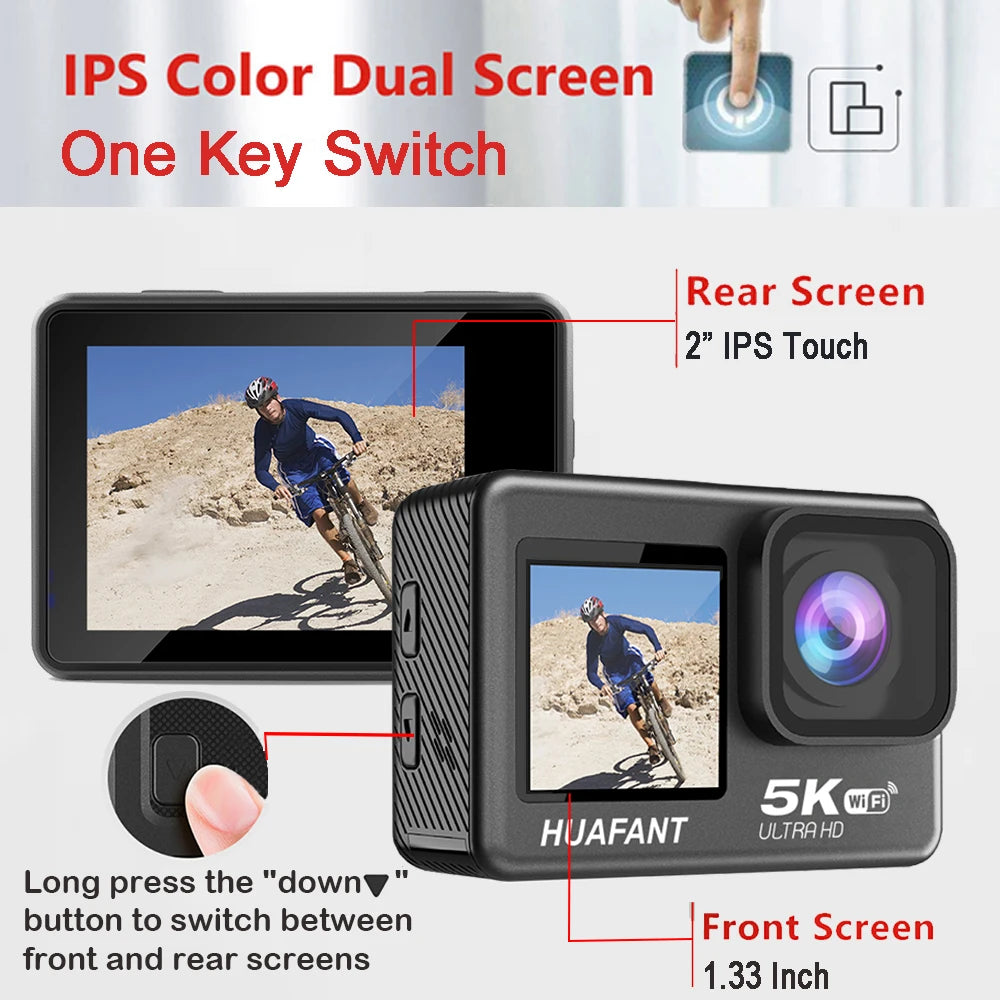 Smart Dual Screen Action Camera with Remote