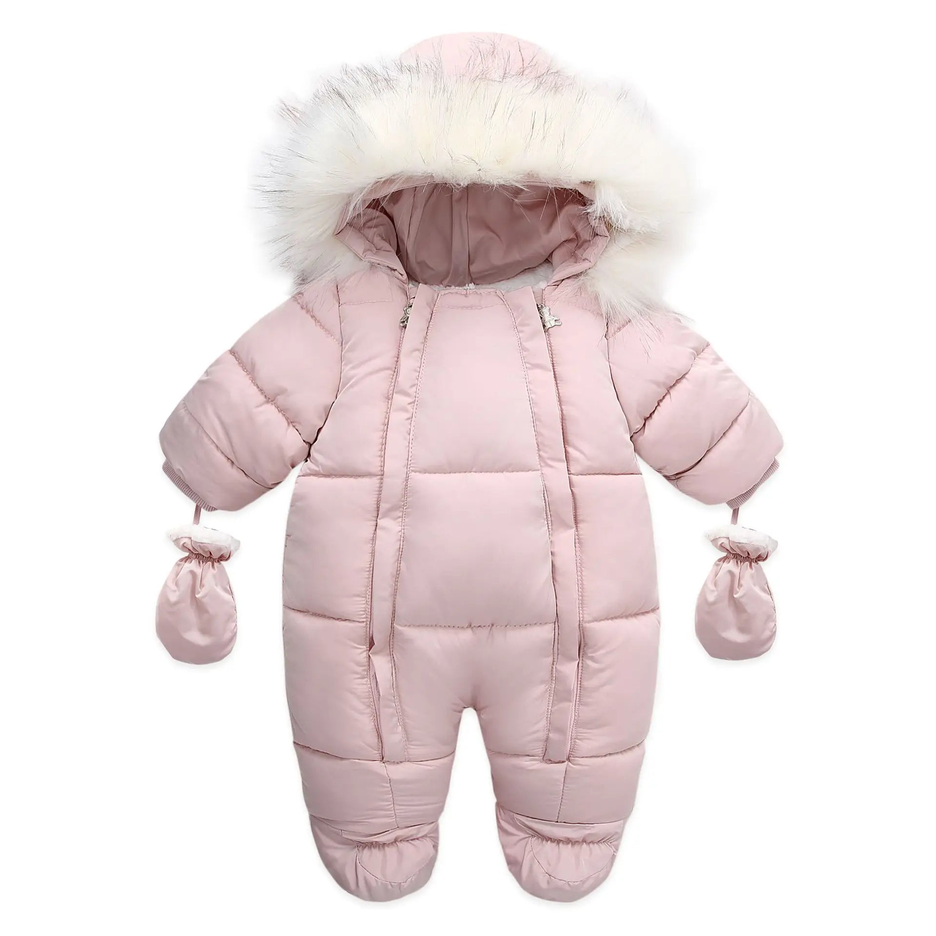 2024 Winter Baby Down Jumpsuit – Wool Hooded, Snowproof & Warm