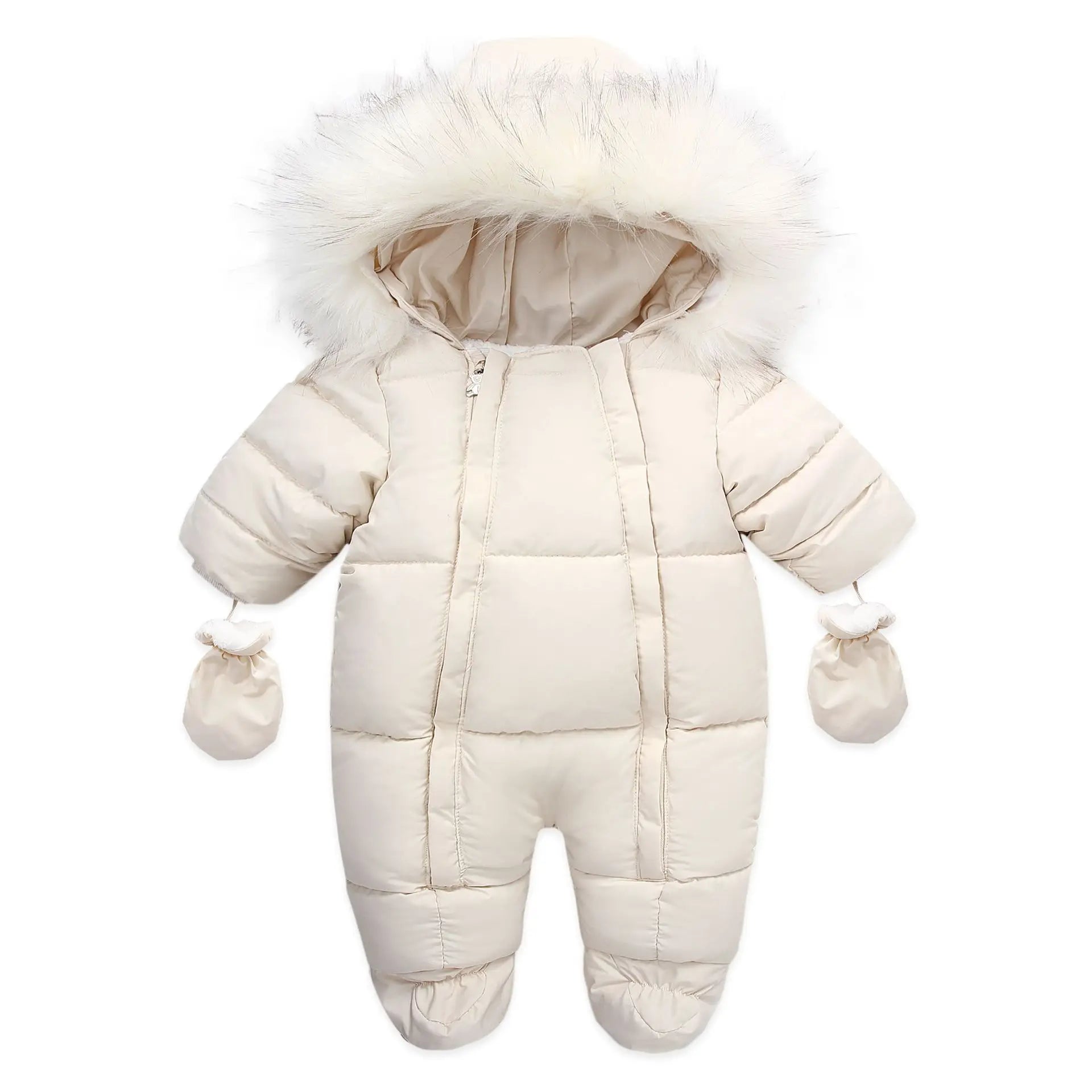 2024 Winter Baby Down Jumpsuit – Wool Hooded, Snowproof & Warm