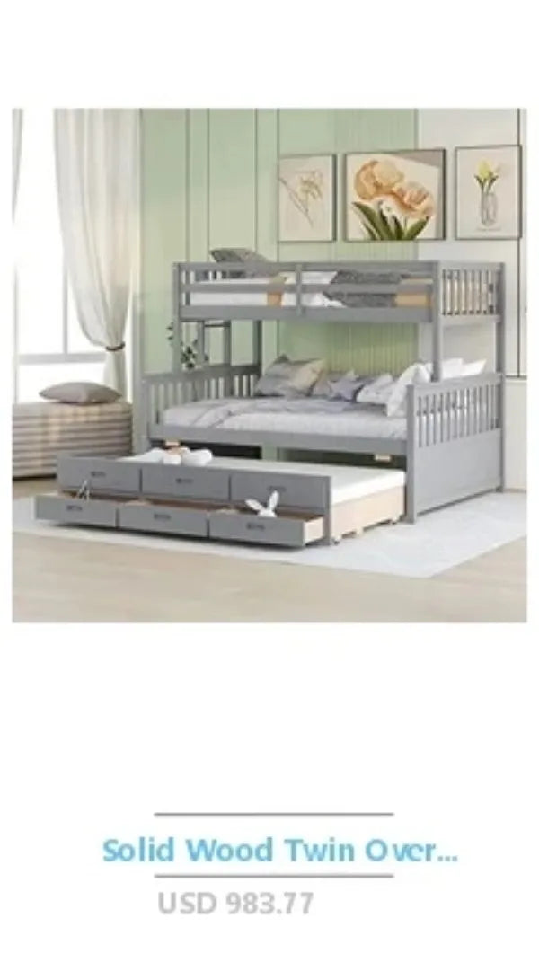 Trundle Twin Daybed Frame with Padded Back No Box Spring Needed (Gray)