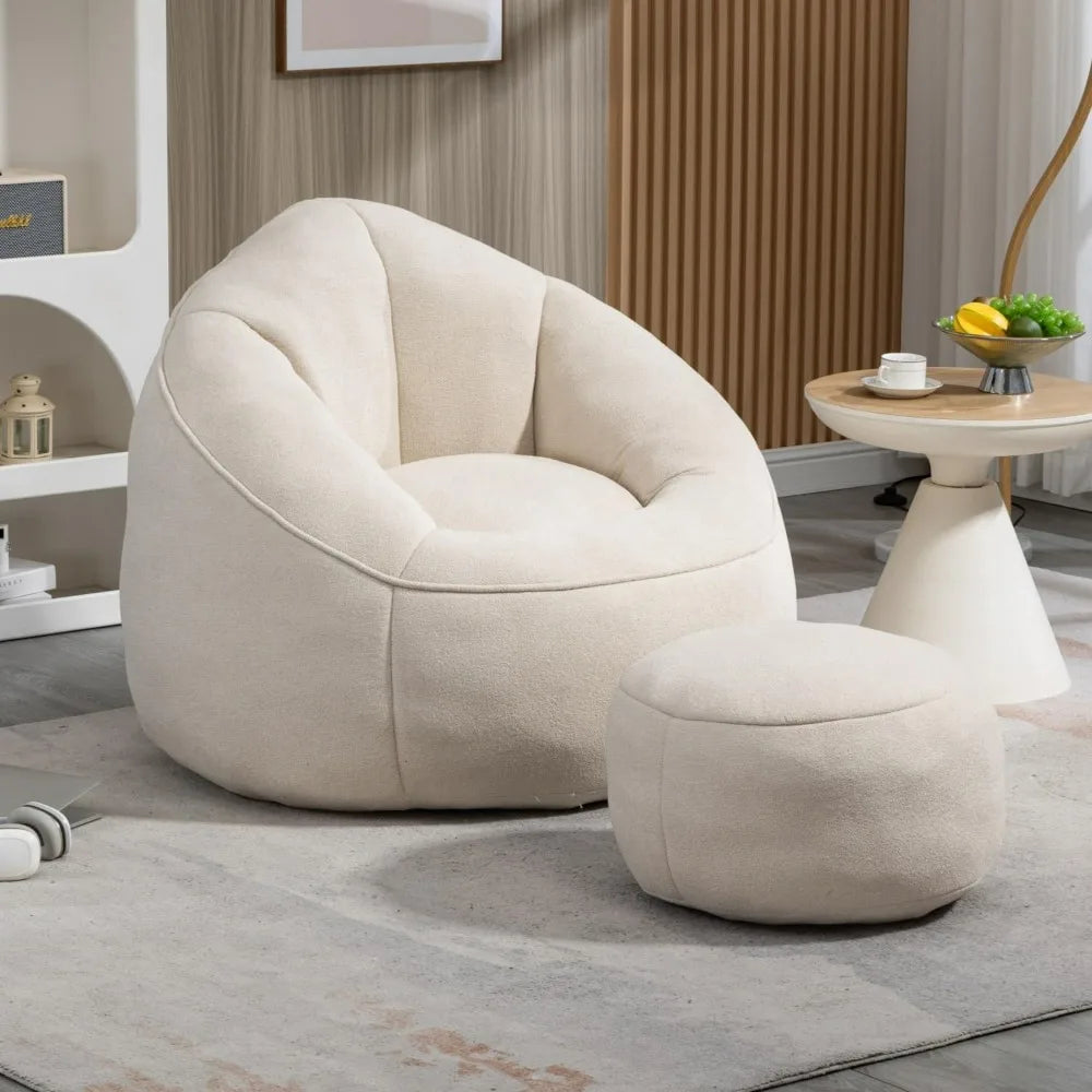 Beanbag chair and footstool, high-pressure foam couch