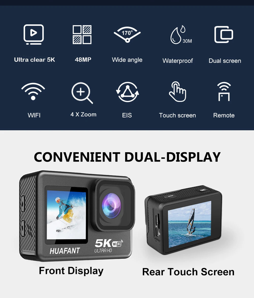 Smart Dual Screen Action Camera with Remote