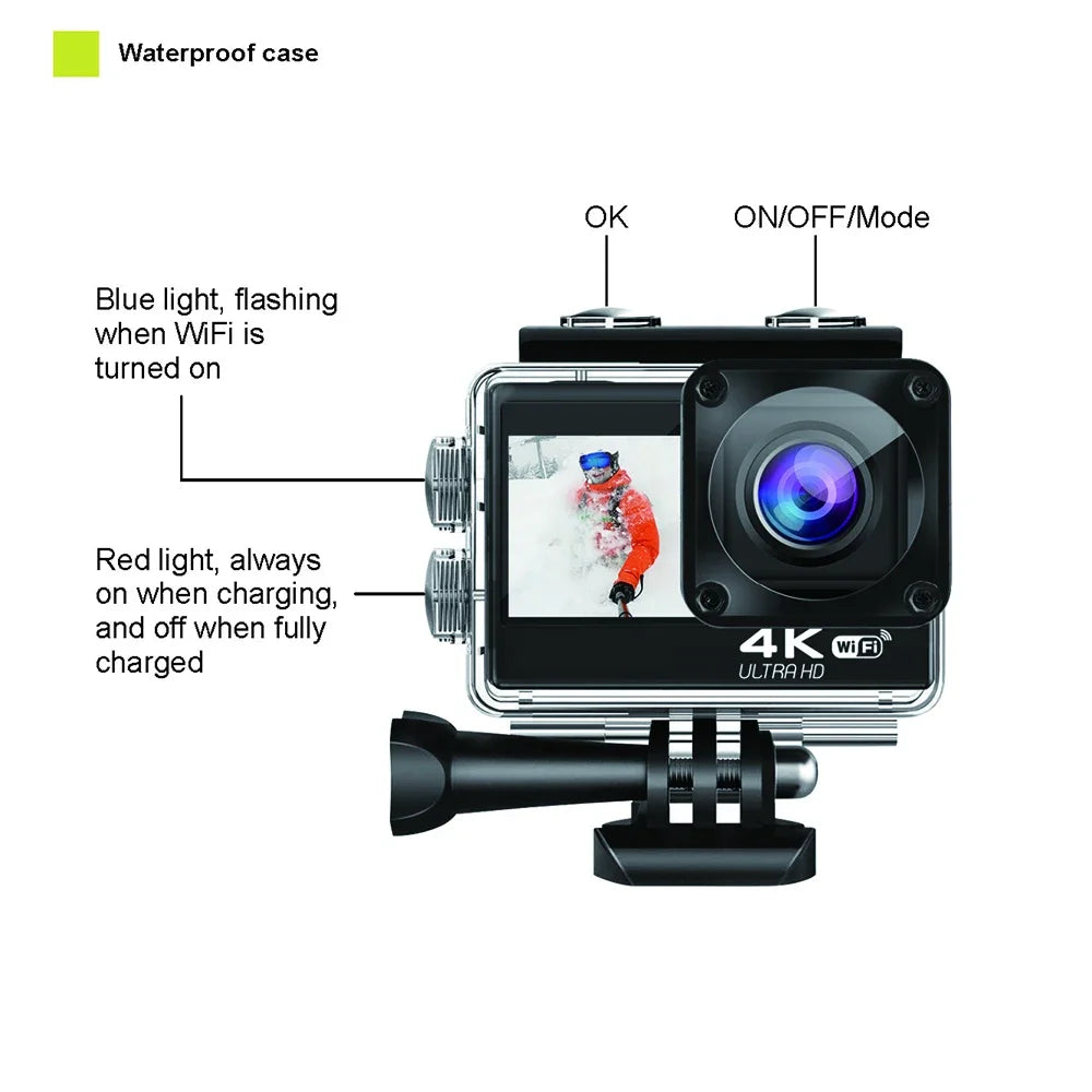 Smart Dual Screen Action Camera with Remote