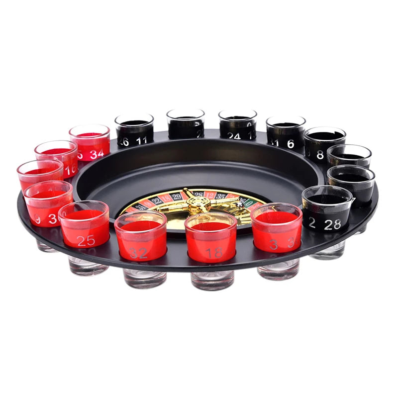 Roulette Wheel 16 Shot Adult Party Drinking Game Set Glass Casino Spin Hen Stag