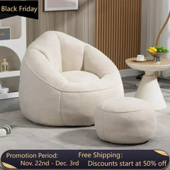 Beanbag chair and footstool, high-pressure foam couch