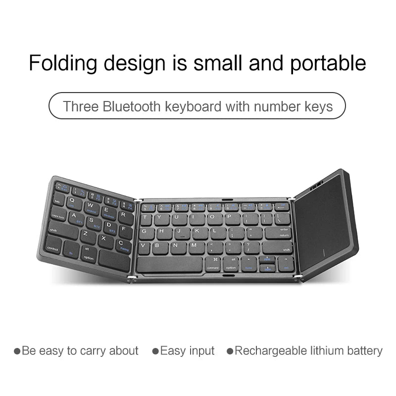 Mini Folding Wireless Bluetooth Keyboard with Touchpad