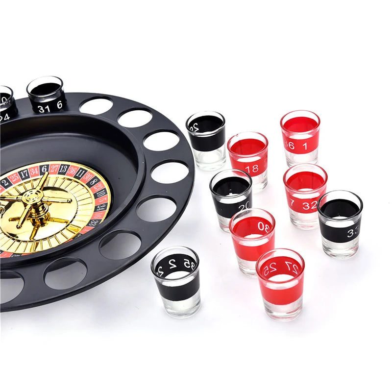 Roulette Wheel 16 Shot Adult Party Drinking Game Set Glass Casino Spin Hen Stag