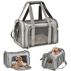 Comfortable pet carrier with airline-approved design and lifetime warranty