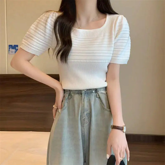 2023 Summer New Korean Style Bubble Short Sleeve