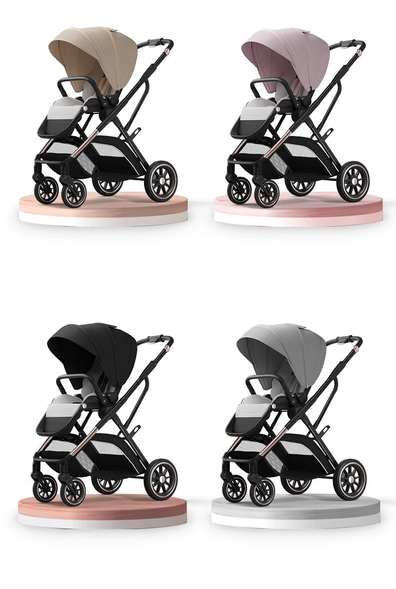 Fashion High View Baby Stroller – Ergonomic Bassinet & Portable Pram