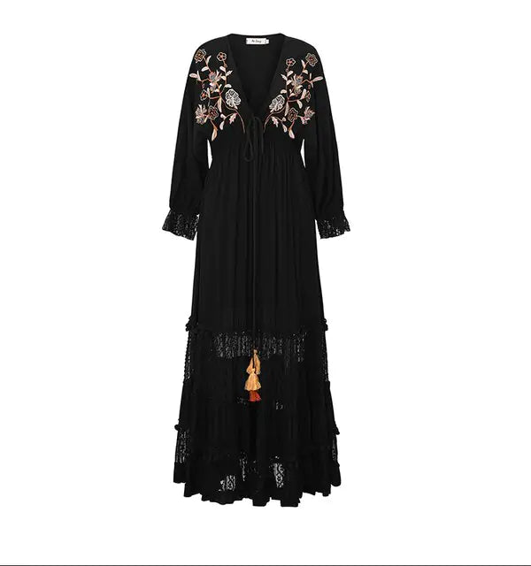 2023 New Embroidered Floral Maxi Dress